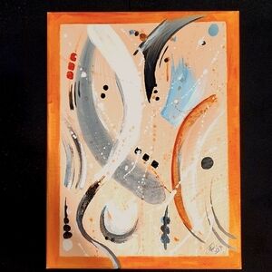 Abstract Canvas Art with Orange and Blue Accents